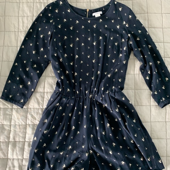 Club Monaco Navy Floral Silk Romper - Picture 2 of 3